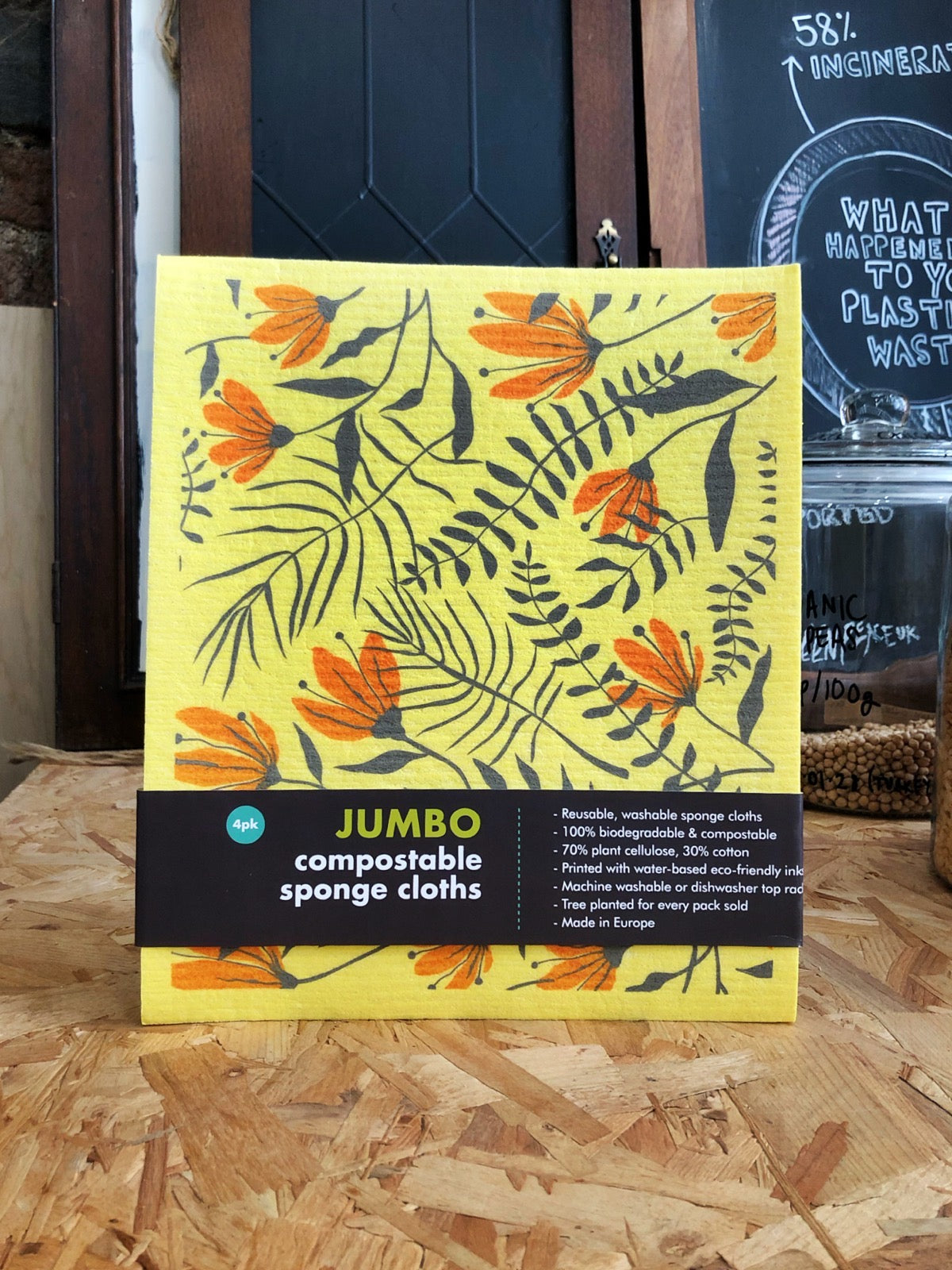 (4 Pack) Jumbo Compostable Sponge Cloths